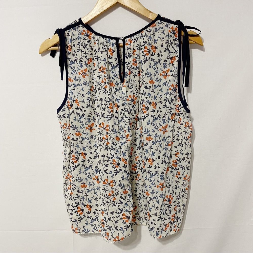 M Aerie Floral Swing Shoulder Tie Sleeveless Semisheer Blouse - Picture 2 of 8